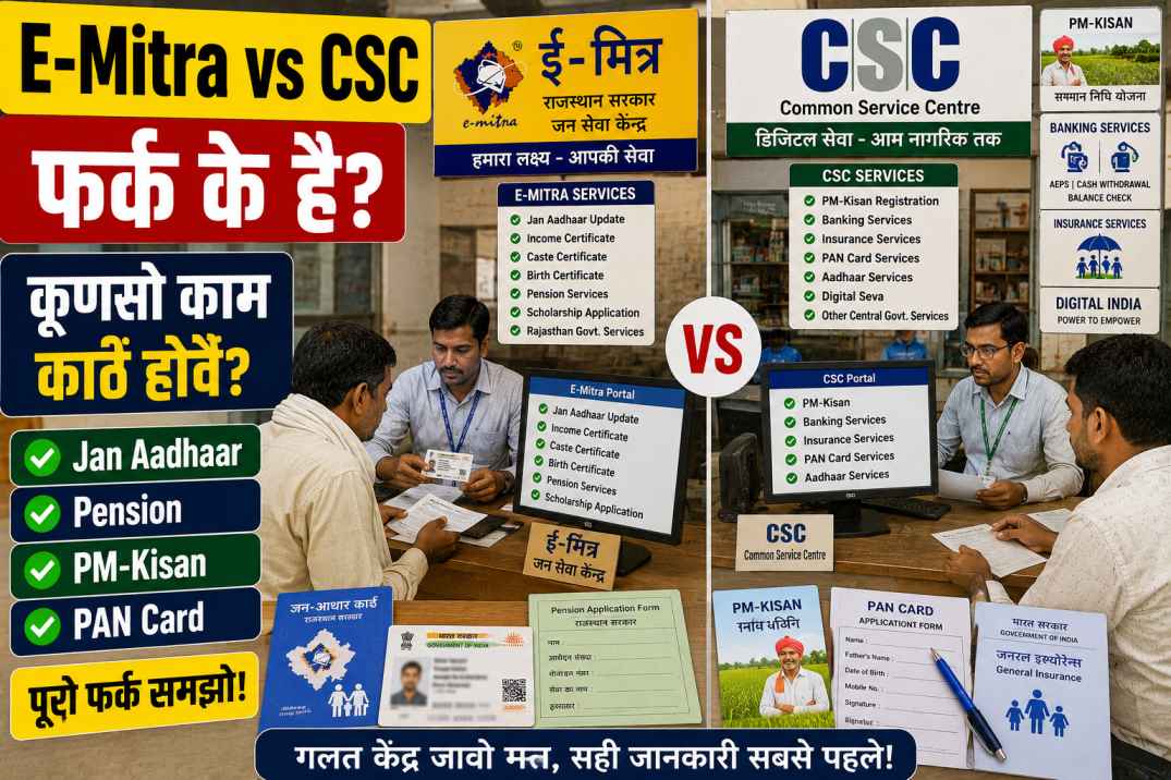 E-Mitra vs CSC – Kaunsa Kaam Kahan Hota Hai