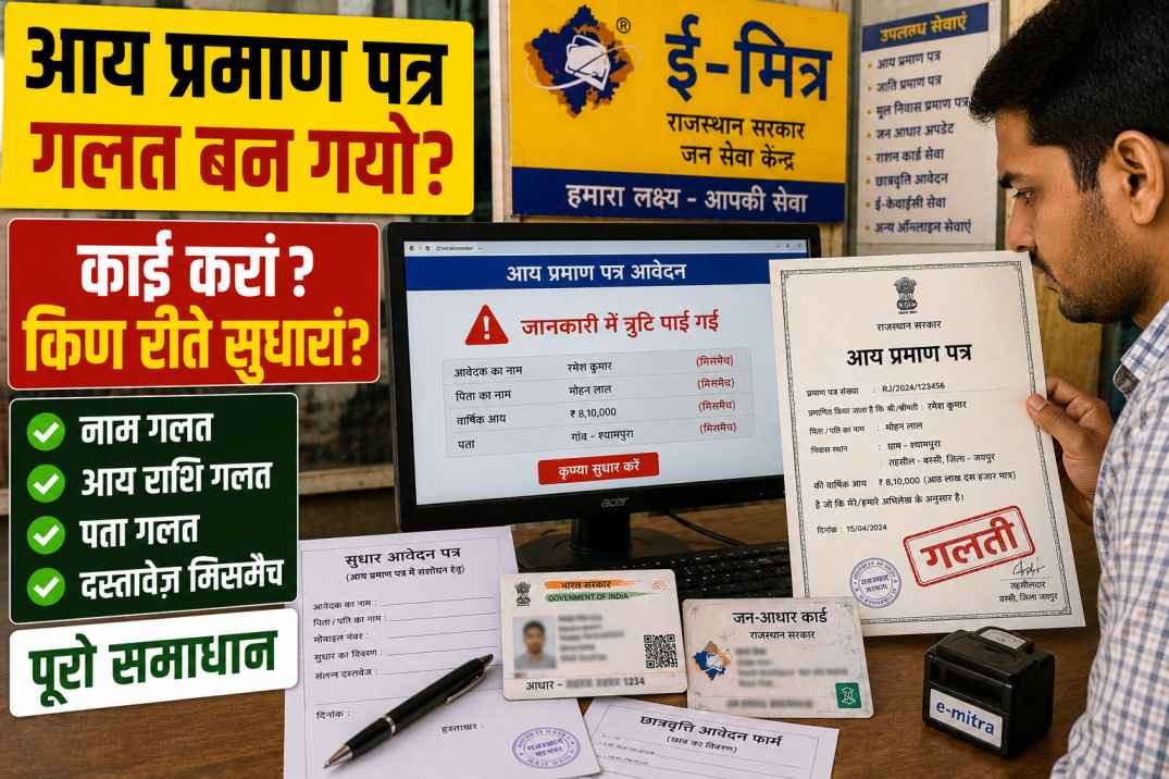 राजस्थान आय प्रमाण पत्र गलत बन गयो? काई करां, किण रीते सुधार करवावां अर किण गलती सूं बचां