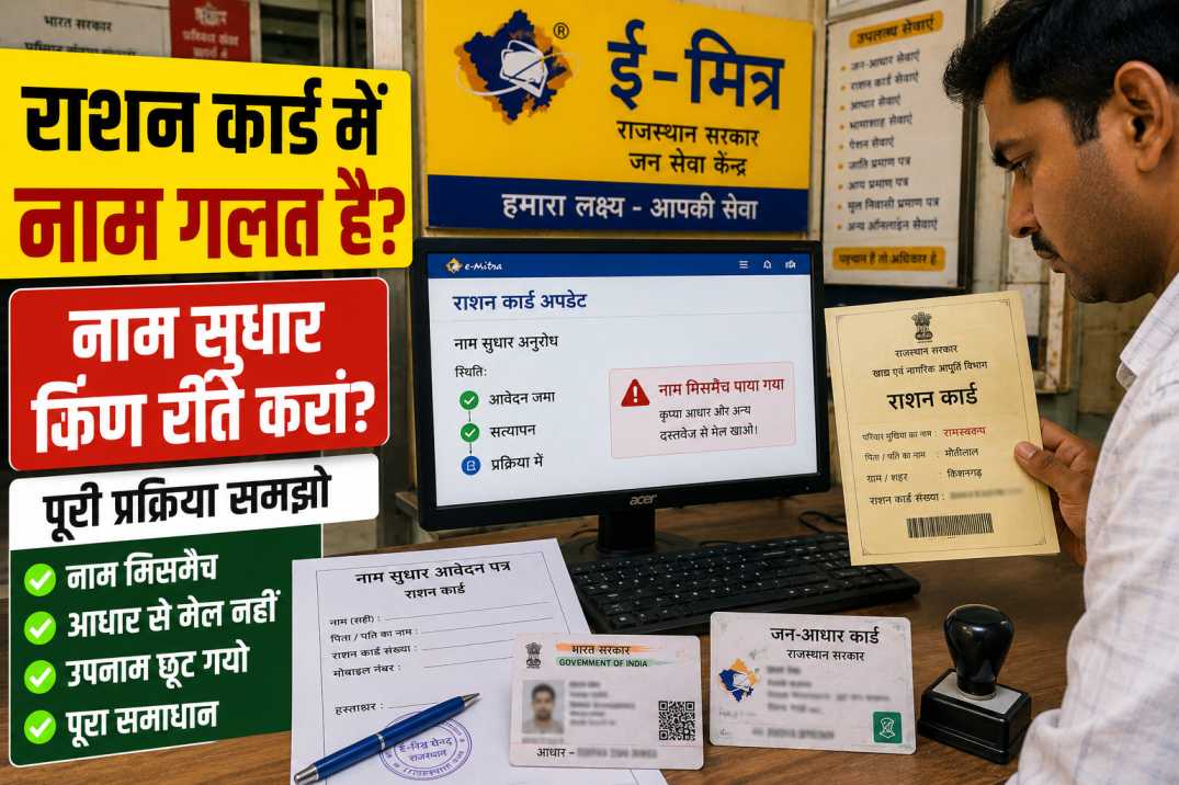 राजस्थान राशन कार्ड में नाम सुधार प्रक्रिया: राशन कार्ड में नाम गलत हो तो किण रीते सुधारो?