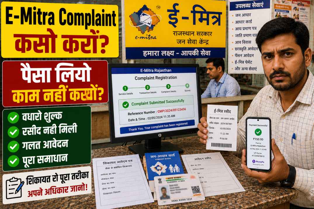 ई-मित्र री शिकायत कसो करां Rajasthan Complaint Guide, Overcharging, Receipt Aur Application Problems